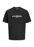 Jack & Jones Siyah Erkek Rahat Yazı Baskılı T-Shirt 12294978 JCOFUSION BRANDING CNECK