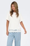 Only Onlvivvi Pamuklu Bisiklet Yaka Dantel Detaylı T Shirt Bayan T SHİRT 15385031 EKRU