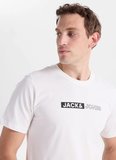 Jack & Jones Beyaz Erkek Standart Fit Logo Baskılı T-Shirt 12233999 JJECORP LOGO TEE PLAY NECK
