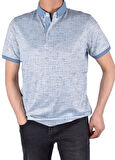 RYM-7550 POLO YAKA DESENLİ  TİŞÖRT /AÇIK MAVİ/XXL