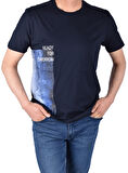 RYM-8410 BİSİKLET YAKA DESENLİ TİŞÖRT /LACİVERT/XXL