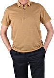 RYM-11090 POLO YAKA FERMUARLI TİŞÖRT/HARDAL/M