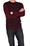 BRG-21174 BİSİKLET YAKA DESENLİ KAZAK/BORDO/3XL
