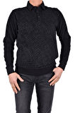 BRG-95010 POLO YAKA DESENLİ SWEAT/SİYAH/3XL