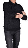 BRG-95010 POLO YAKA DESENLİ SWEAT/SİYAH/3XL