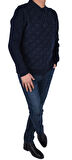 BRG-95007 POLO YAKA DESENLİ SWEAT/LACİVERT/XL