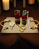 Amour Gold Lüks Swarovski Söz Nişan Tepsisi 