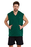Erkek Sıfır Kol Kapşonlu Spor Sweatshirt
