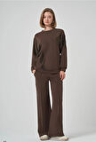 Nuss 1037 Taş İşlemeli Pantolonlu Takım kahve