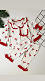 Lale desenli %100 Pamuk kız bebek pijama takımı