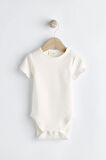 Next Baby % 100 Pamuklu Krem Mavi Ditsy Çiçek Desenli Fiyonklu Kısa Kollu Salopet Body Zıbın Set