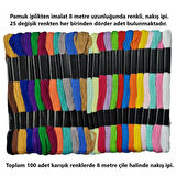 Muline Iplik Seti 100 Adet Çile, Etamin İğneleri, 5 Adet Bambu Kasnak