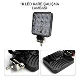 2 Adet 16 Ledli Off Road Sis Farı Çalışma Lambası 12 Volt