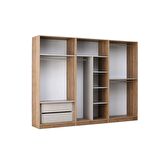 MERCAN MDF 6 Kapılı 2 Çekmeceli Gardrop Elbise Dolabı 240x53x216cm