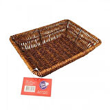 Hasır Dikdörtgen Sepet Rattan Ekmek Sepeti - Meyve Sepeti 26cm x 20cm x 7cm