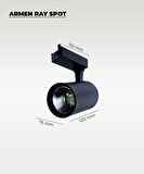 Armen 2 Adet Siyah Kasa Günışığı Ray Spot Set  ve 1 Metre Ray Set