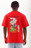 Erkek Baskılı Bisiklet Yaka T-Shirt 20/1 Penye - Kırmızı