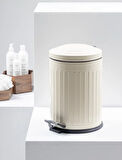 Vintage 5 Lt Yavaş Kapanır Kapaklı Ofis Mutfak Banyo Balkon Çöp Kovası Krem