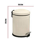 Vintage 5 Lt Yavaş Kapanır Kapaklı Ofis Mutfak Banyo Balkon Çöp Kovası Krem