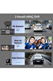 1080P DVR 3 Adet Ön Arka iç Geniş Açılı Sürüş Kaydedici 2 İnç Ekranlı Gece Görüşlü Araç Kamerası