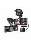 1080P DVR 3 Adet Ön Arka iç Geniş Açılı Sürüş Kaydedici 2 İnç Ekranlı Gece Görüşlü Araç Kamerası