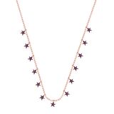 Zirkon Taşlı Pırlanta Montür Rose Altın Kaplama Sallantılı Yıldız Gümüş Kolye