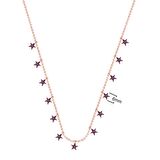 Zirkon Taşlı Pırlanta Montür Rose Altın Kaplama Sallantılı Yıldız Gümüş Kolye