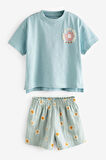 Next Baby % 100 Pamuklu Blue Flovers Tshirt Müslin Şort Alt Üst Takım