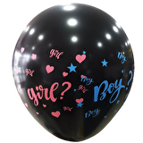 CİNSİYET BALONU 18'' SİYAH BASKILI GİRL ? BOY D.Ü 35TL