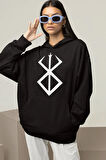 Anime Berserk Logo Baskılı Unisex Oversize Hoodie