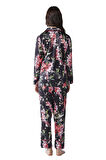 Penye Mood Kadın Çiçek Desenli Saten Pijama Takımı 2040