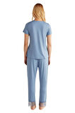 Penye Mood Kadın Mavi Comfortlux Pijama Takım 9456