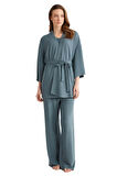 Penye Mood Kadın Mavi Pijama Takım 9529