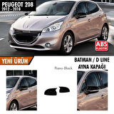  Peugeot 208 2012-2018 Uyumlu Batman Yarasa Ayna Kapağı Piano Black Abs Plastik