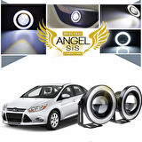 Ford Focus 3 Uyumlu, Universal Mercekli Led Angel Sis Farı, 76mm Beyaz Renk