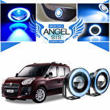 Fiat Doblo D3 Uyumlu, Universal Mercekli Led Angel Sis Farı, 76mm Buz Mavi Renk