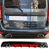 Dacia Logan Difüzör Arka Tampon Eki 4 Egzoz Çıkışlı Kırmızı Lüx Tip