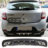 Dacia Sandero Difüzör Arka Tampon Eki 2 Egzoz Çıkışlı Siyah