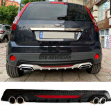 Ford Fiesta 2003-2008 Difüzör Arka Tampon Eki 4 Egzoz Çıkışlı Siyah Reflektörlü