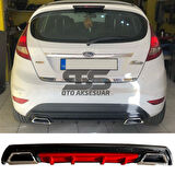 Ford Fiesta Mk7 Difüzör Arka Tampon Eki 2 Egzoz Çıkışlı Kırmızı Lüx Tip