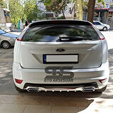 Ford Focus 2 HB Difüzör Arka Tampon Eki 2 Egzoz Çıkışlı Gri Reflektörlü
