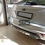 Ford Focus 2 HB Difüzör Arka Tampon Eki 2 Egzoz Çıkışlı Gri Reflektörlü
