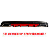 Ford Focus 3 Difüzör Arka Tampon Eki 2 Egzoz Çıkışlı Kırmızı Lüx Tip