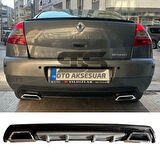 Renault Megane 2 Sedan Difüzör Arka Tampon Eki 2 Egzoz Çıkışlı Gri Lüx Tip