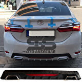 Toyota Corolla 2013-2018 Difüzör Arka Tampon Eki 2 Egzoz Çıkışlı Siyah Reflektörlü