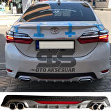 Toyota Corolla 2013-2018 Difüzör Arka Tampon Eki 4 Egzoz Çıkışlı Gri Reflektörlü