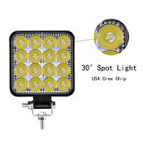 4 Adet 11x11 16 Led Kare Off Road Traktör Tir Kamyon Sis Fari Sis Lambasi Çalisma Lambasi Projektör