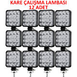 12 Adet 11x11 16 Led Kare Off Road Traktör Tir Kamyon Sis Fari Sis Lambasi Çalisma Lambasi Projektör