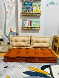 Palet Minderi Yer Minderi Çocuk Mnderi Balkon Mindri El Yapımı Minder Turuncu-Krem Minder