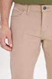 Erkek Bej Kanvas Slim Fit Dar Kesim 5 Cep Pantolon